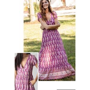 NATURAL LIFE Purple Paisley Midi Dress